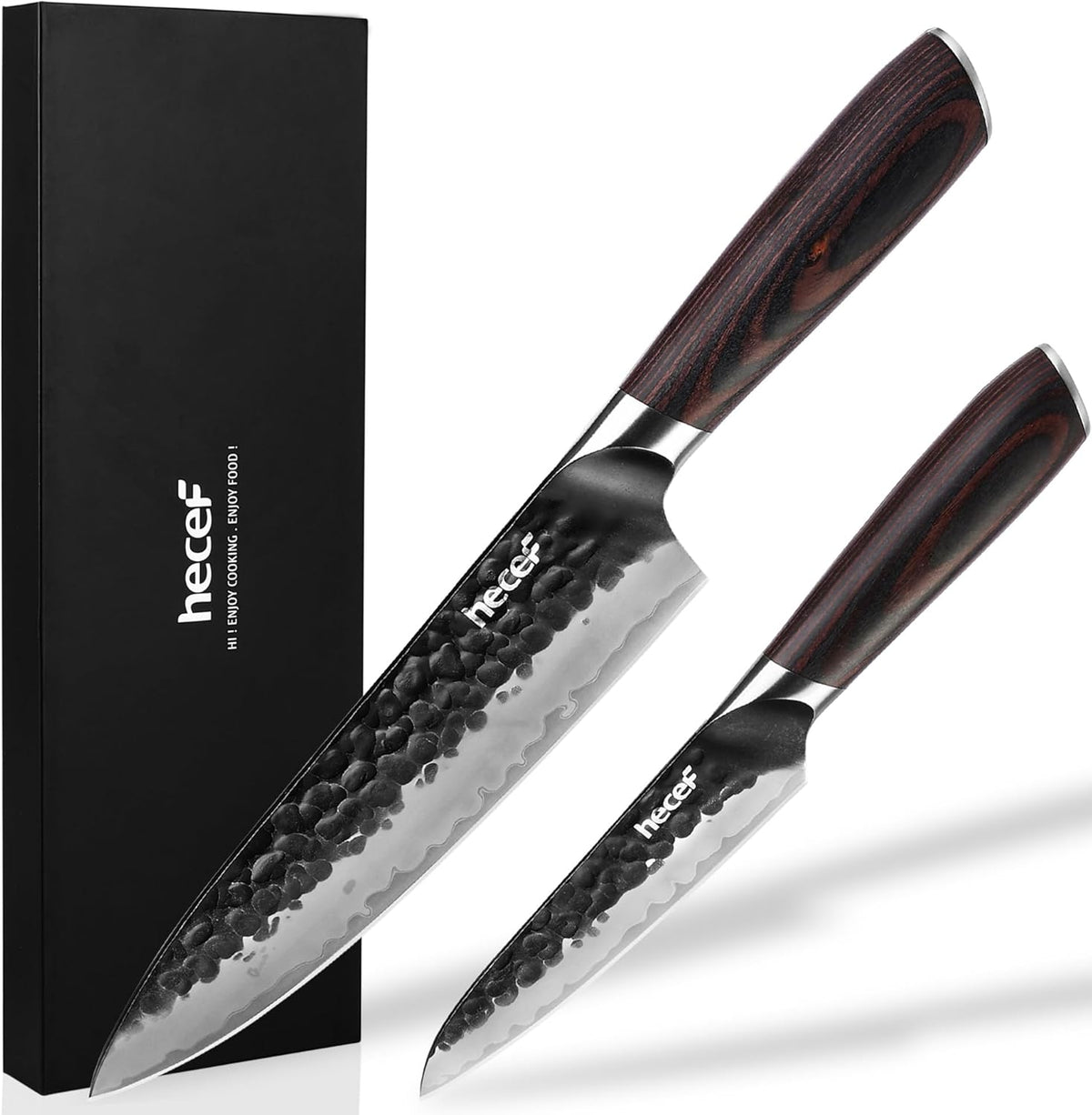 2-Piece Japanese Chef Knife Set, 9Cr18MoV High Carbon Stainless Steel Blades with Ergonomic Pakkawood Handles, Ultra Sharp 8-Inch Chef & 5-Inch Utility Kitchen Knives for Daily Meal Prep