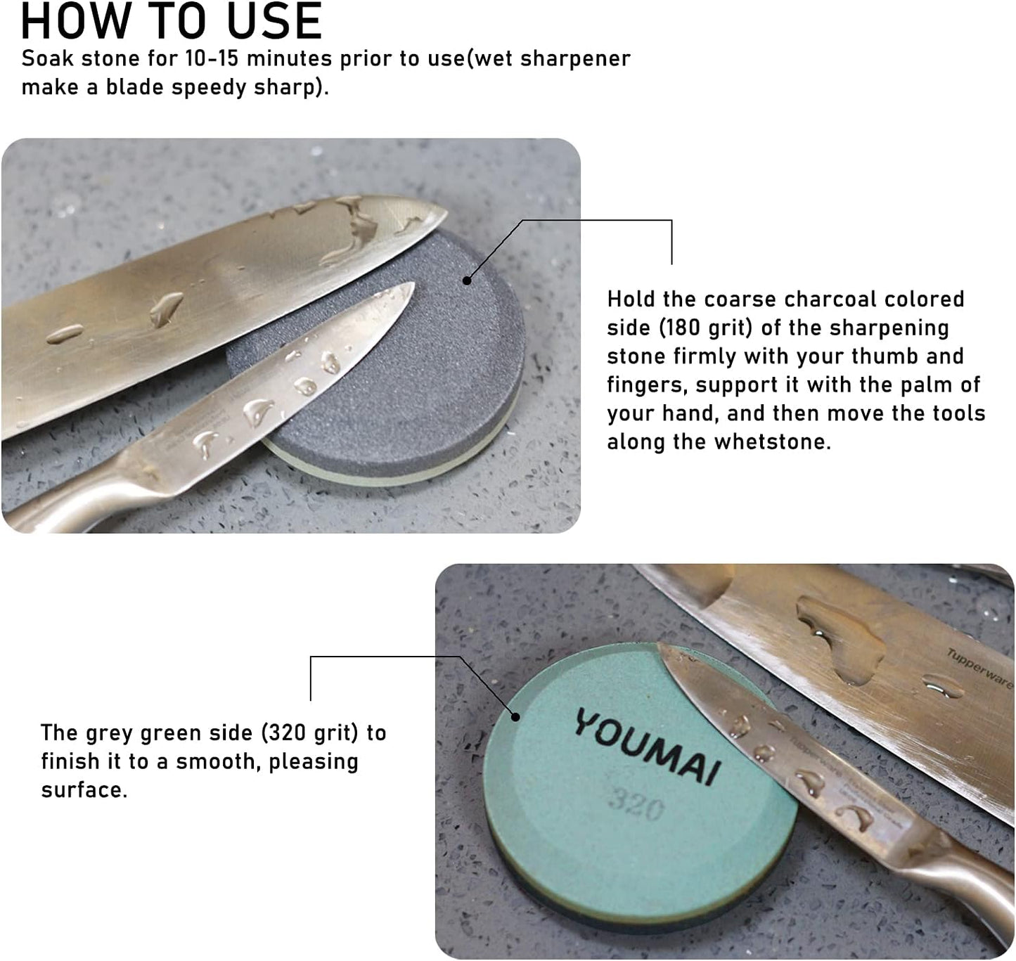 Axe Sharpening Stone, 180 and 320 Grit Hatchet Whetstone Multi-Purpose Blade Knife Sharpener for Your Axe, Machete, Garden tool, and More (with Reusable Box)