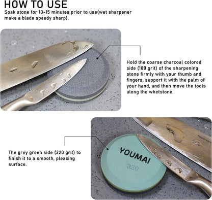 Axe Sharpening Stone, 180 and 320 Grit Hatchet Whetstone Multi-Purpose Blade Knife Sharpener for Your Axe, Machete, Garden tool, and More (with Reusable Box)