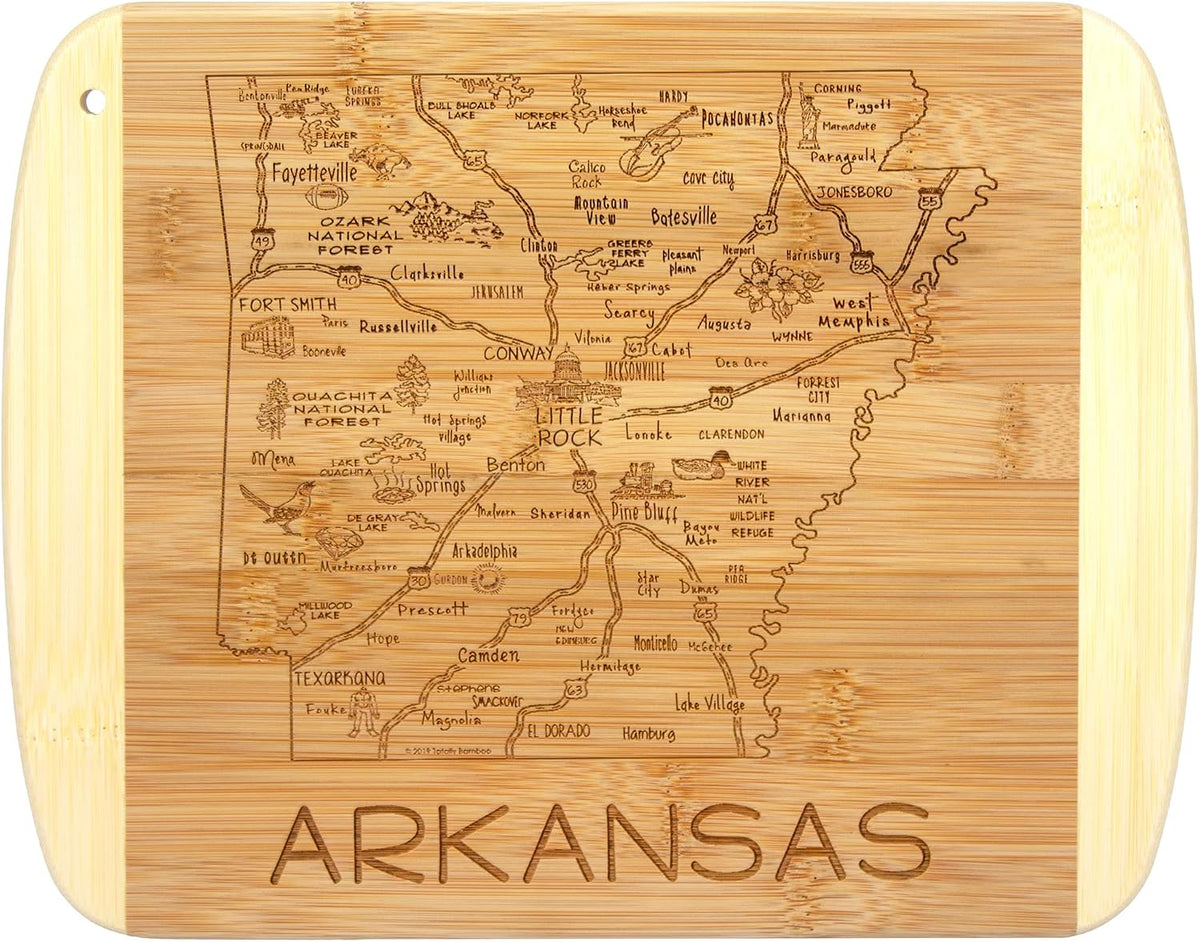 A Slice of Life New Jersey Engraved Map Cutting Board | 11” x 8.75” charcuterie board with engraved state map artwork. Smooth reverse side for food prep. Hang tie for wall display. - Colors B