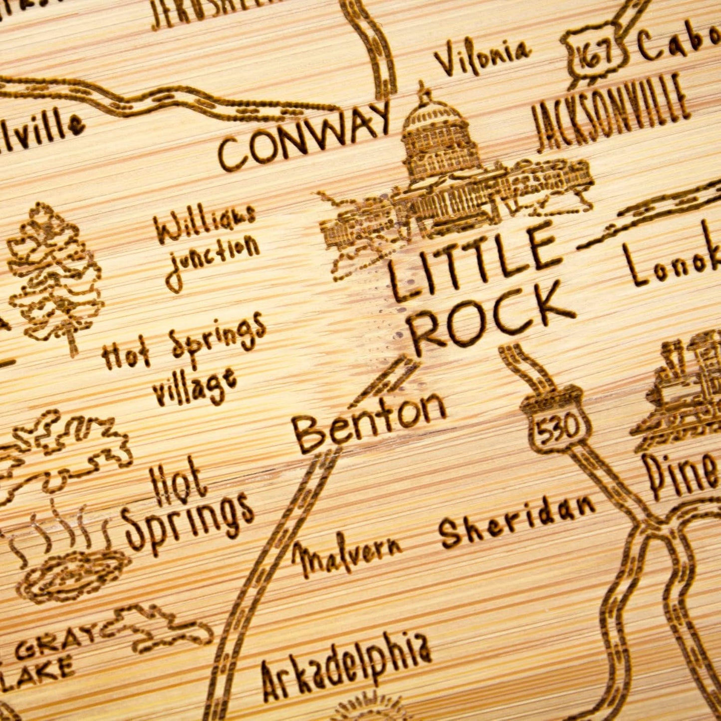 A Slice of Life New Jersey Engraved Map Cutting Board | 11” x 8.75” charcuterie board with engraved state map artwork. Smooth reverse side for food prep. Hang tie for wall display. - Colors B