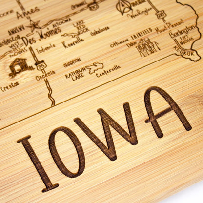 A Slice of Life New Jersey Engraved Map Cutting Board | 11” x 8.75” charcuterie board with engraved state map artwork. Smooth reverse side for food prep. Hang tie for wall display. - Colors B