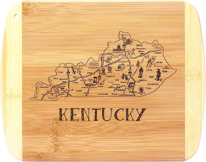 A Slice of Life New Jersey Engraved Map Cutting Board | 11” x 8.75” charcuterie board with engraved state map artwork. Smooth reverse side for food prep. Hang tie for wall display. - Colors B