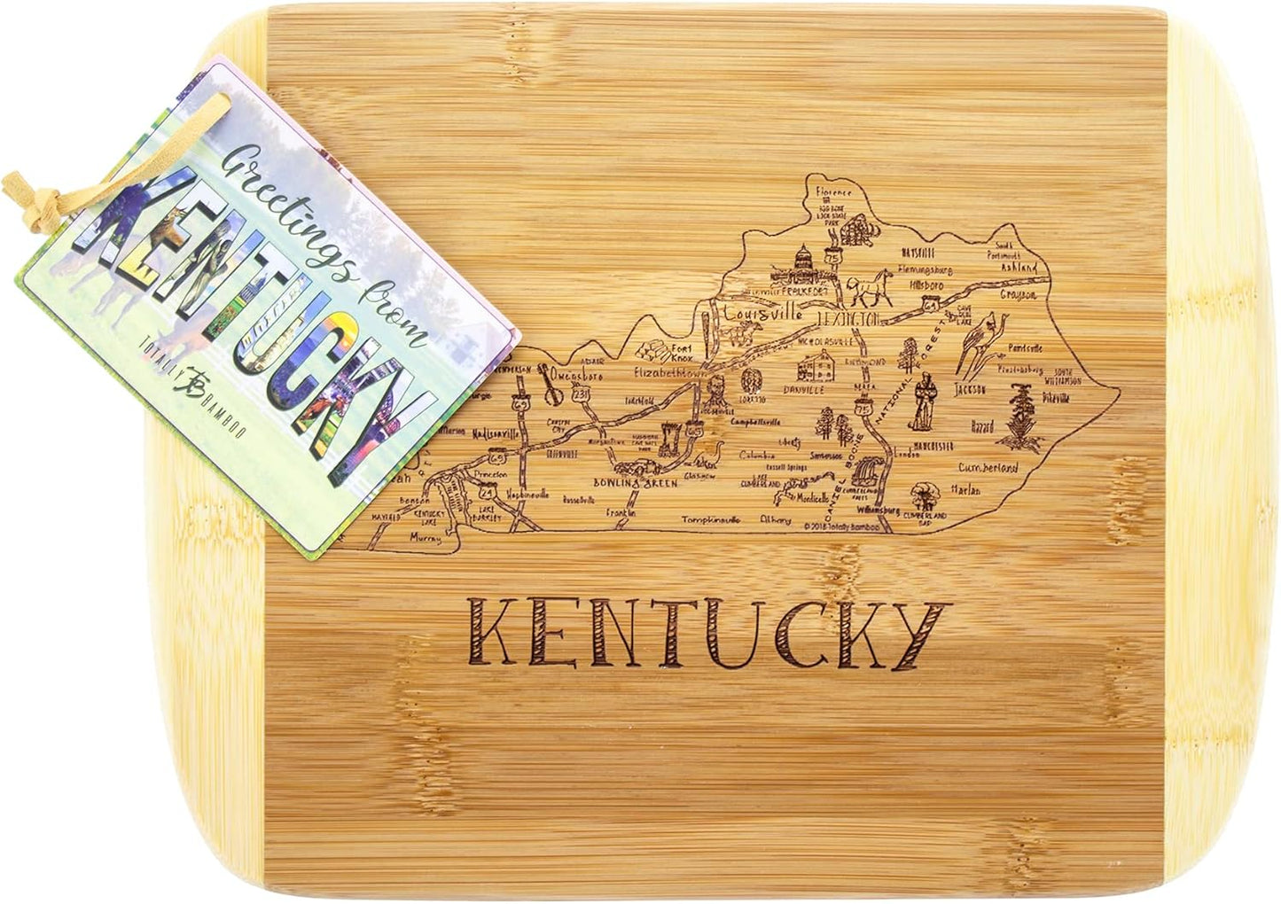 A Slice of Life New Jersey Engraved Map Cutting Board | 11” x 8.75” charcuterie board with engraved state map artwork. Smooth reverse side for food prep. Hang tie for wall display. - Colors B