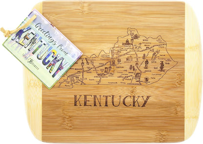 A Slice of Life New Jersey Engraved Map Cutting Board | 11” x 8.75” charcuterie board with engraved state map artwork. Smooth reverse side for food prep. Hang tie for wall display. - Colors B