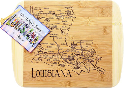 A Slice of Life New Jersey Engraved Map Cutting Board | 11” x 8.75” charcuterie board with engraved state map artwork. Smooth reverse side for food prep. Hang tie for wall display. - Colors B