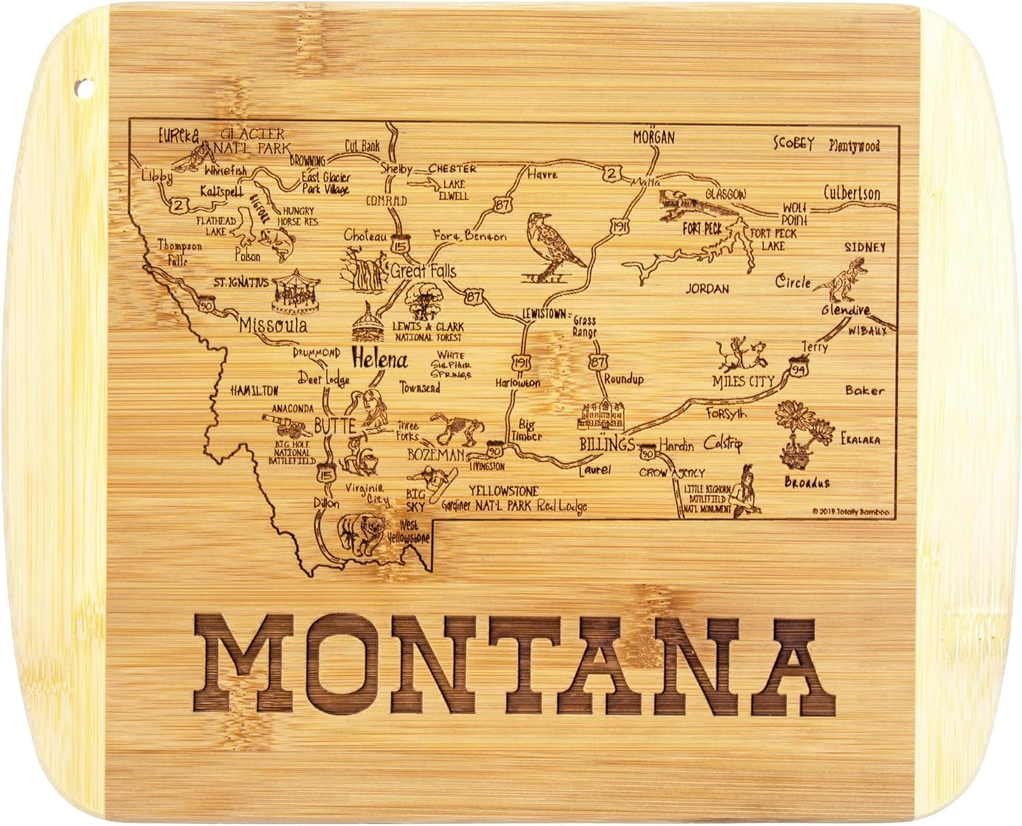 A Slice of Life New Jersey Engraved Map Cutting Board | 11” x 8.75” charcuterie board with engraved state map artwork. Smooth reverse side for food prep. Hang tie for wall display. - Colors B