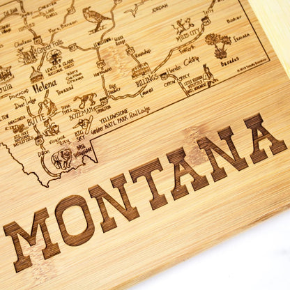 A Slice of Life New Jersey Engraved Map Cutting Board | 11” x 8.75” charcuterie board with engraved state map artwork. Smooth reverse side for food prep. Hang tie for wall display. - Colors B