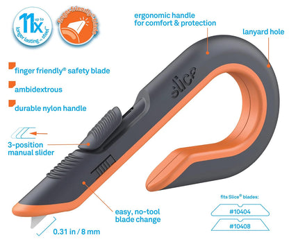 Slice - 10400 Box Cutter, 3 Position Manual Button with Ceramic Blade, Locking blade