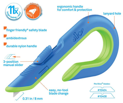 Slice - 10400 Box Cutter, 3 Position Manual Button with Ceramic Blade, Locking blade