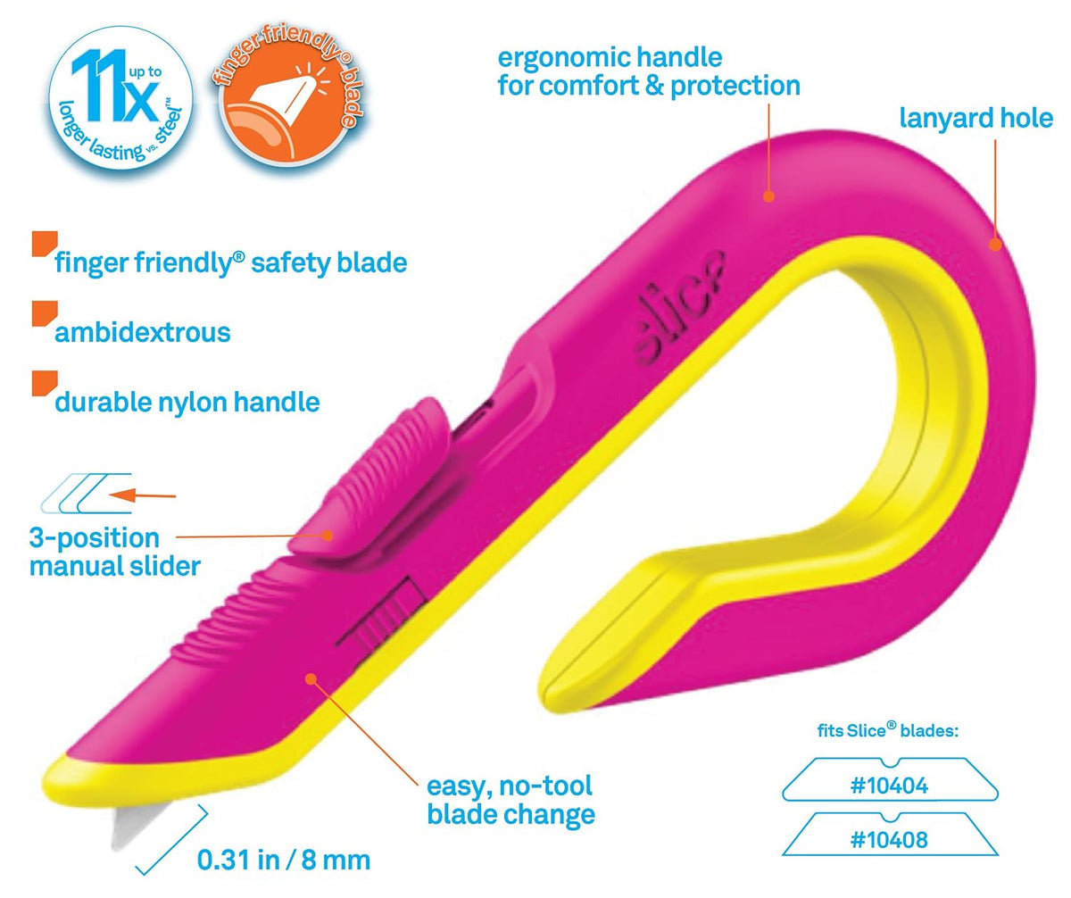 Slice - 10400 Box Cutter, 3 Position Manual Button with Ceramic Blade, Locking blade