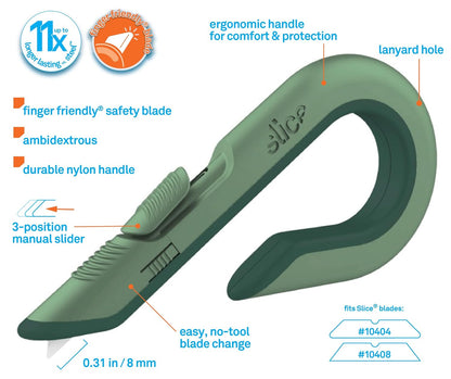 Slice - 10400 Box Cutter, 3 Position Manual Button with Ceramic Blade, Locking blade