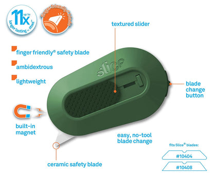 Slice - 10400 Box Cutter, 3 Position Manual Button with Ceramic Blade, Locking blade