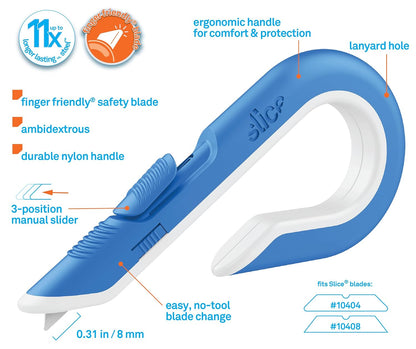 Slice - 10400 Box Cutter, 3 Position Manual Button with Ceramic Blade, Locking blade