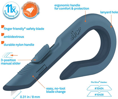 Slice - 10400 Box Cutter, 3 Position Manual Button with Ceramic Blade, Locking blade