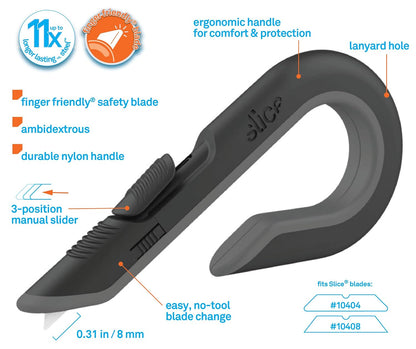 Slice - 10400 Box Cutter, 3 Position Manual Button with Ceramic Blade, Locking blade