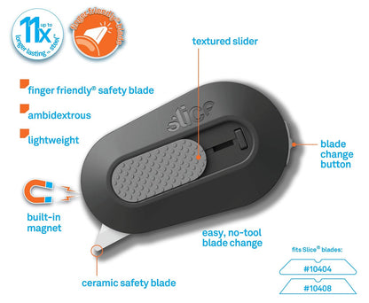 Slice - 10400 Box Cutter, 3 Position Manual Button with Ceramic Blade, Locking blade
