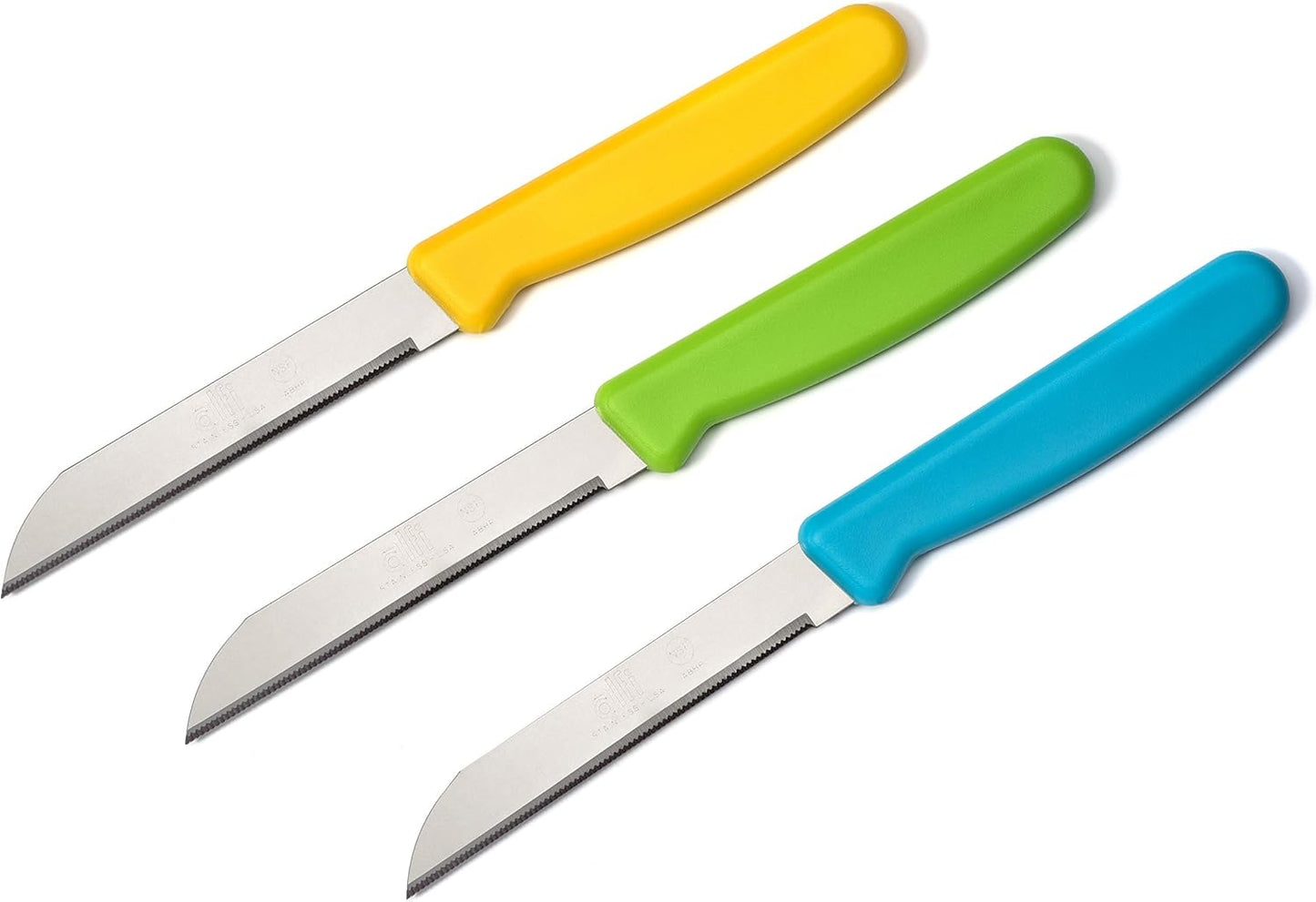 All-Purpose Knives Aerospace Precision Pointed Tip - Home And Kitchen Supplies - Serrated Steak Knives Set | Made in USA (Multicolor)