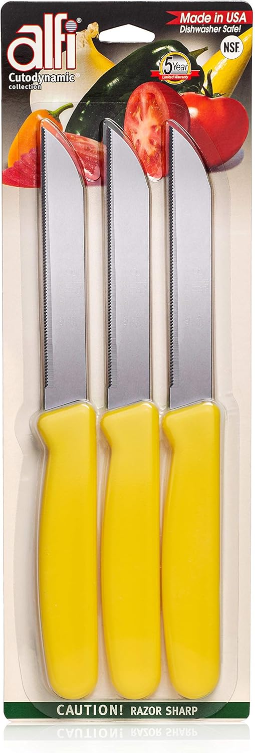 All-Purpose Knives Aerospace Precision Pointed Tip - Home And Kitchen Supplies - Serrated Steak Knives Set | Made in USA (Multicolor)