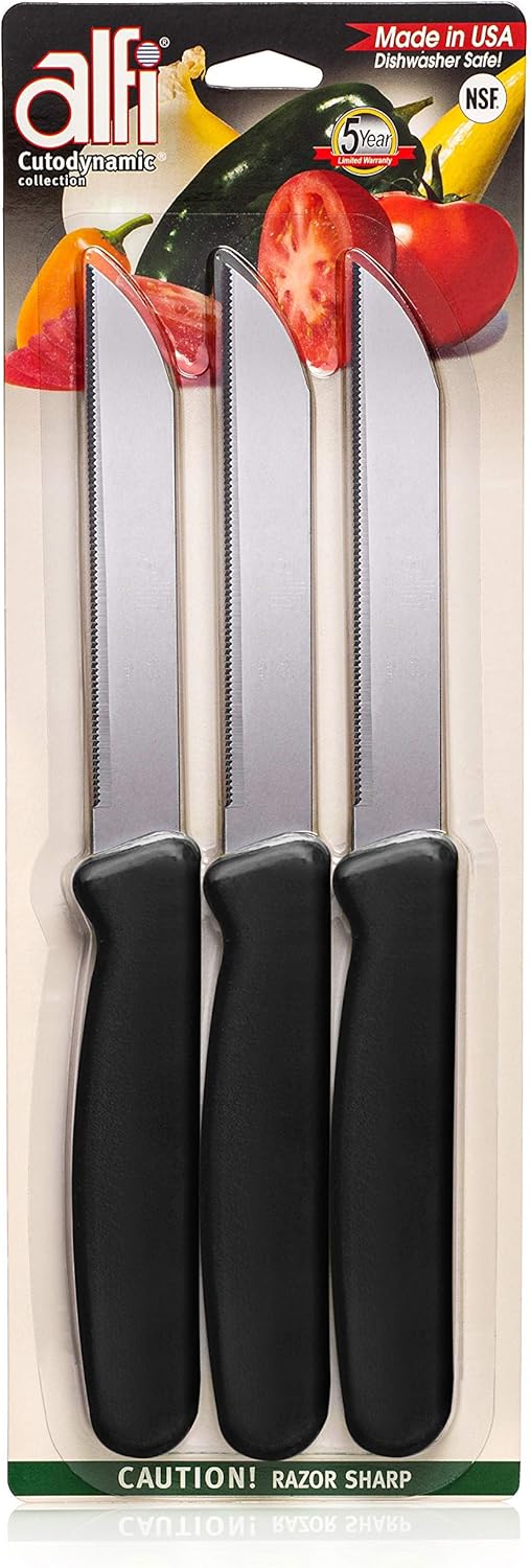 All-Purpose Knives Aerospace Precision Pointed Tip - Home And Kitchen Supplies - Serrated Steak Knives Set | Made in USA (Multicolor)