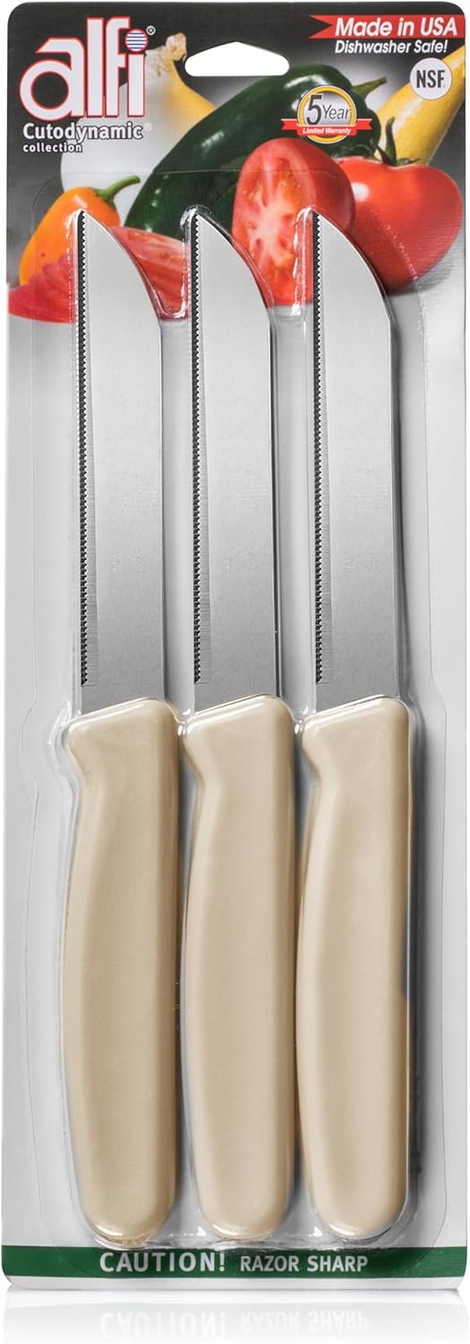 All-Purpose Knives Aerospace Precision Pointed Tip - Home And Kitchen Supplies - Serrated Steak Knives Set | Made in USA (Multicolor)