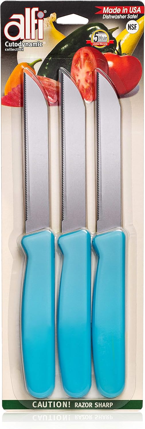 All-Purpose Knives Aerospace Precision Pointed Tip - Home And Kitchen Supplies - Serrated Steak Knives Set | Made in USA (Multicolor)