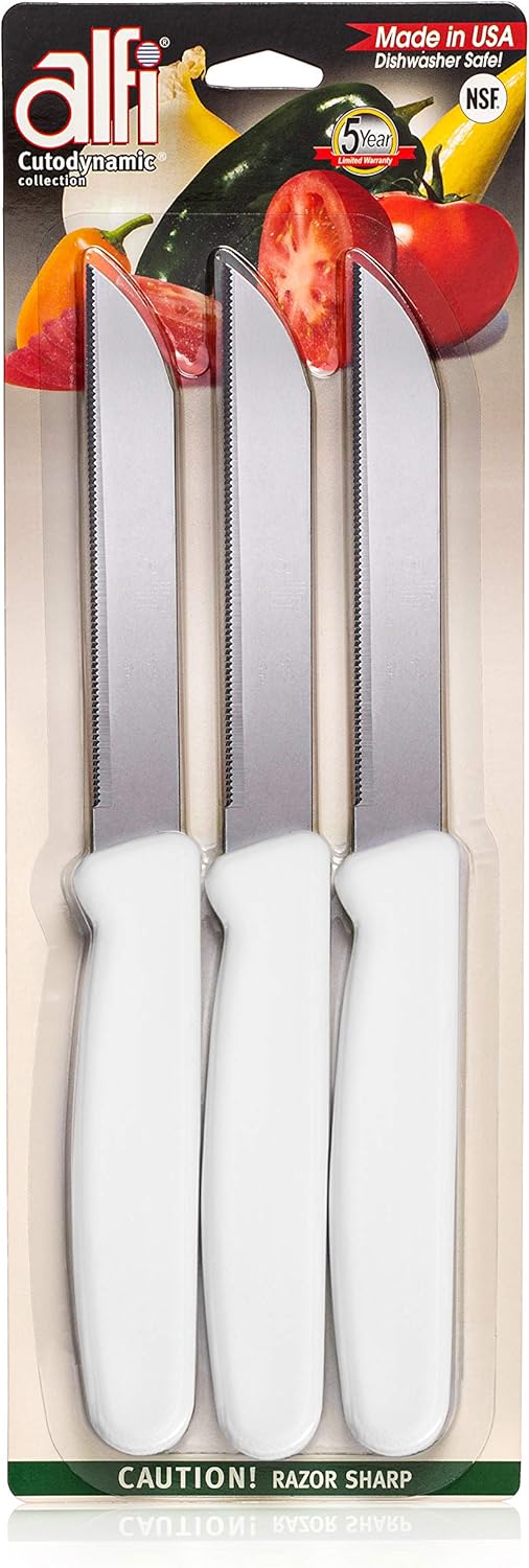 All-Purpose Knives Aerospace Precision Pointed Tip - Home And Kitchen Supplies - Serrated Steak Knives Set | Made in USA (Multicolor)