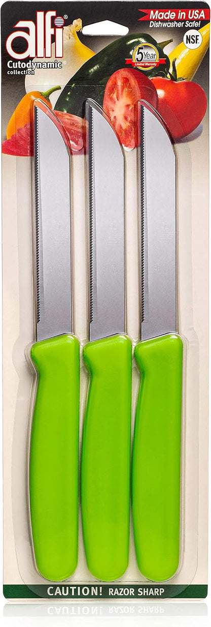 All-Purpose Knives Aerospace Precision Pointed Tip - Home And Kitchen Supplies - Serrated Steak Knives Set | Made in USA (Multicolor)