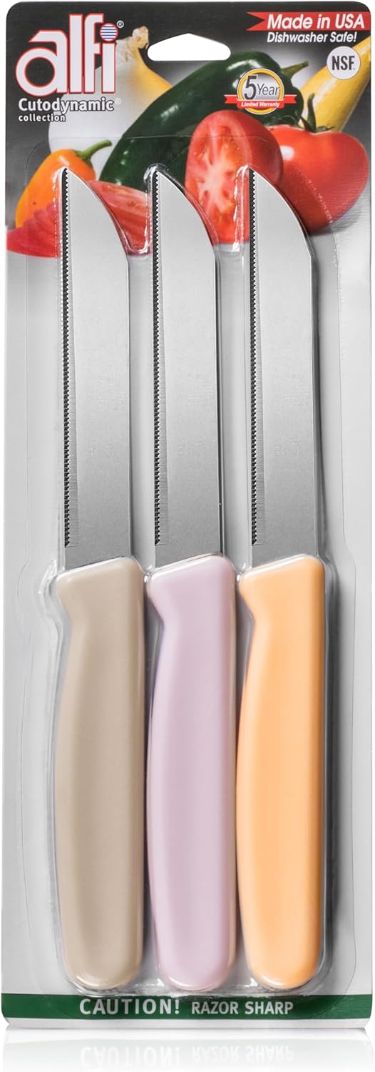 All-Purpose Knives Aerospace Precision Pointed Tip - Home And Kitchen Supplies - Serrated Steak Knives Set | Made in USA (Multicolor)
