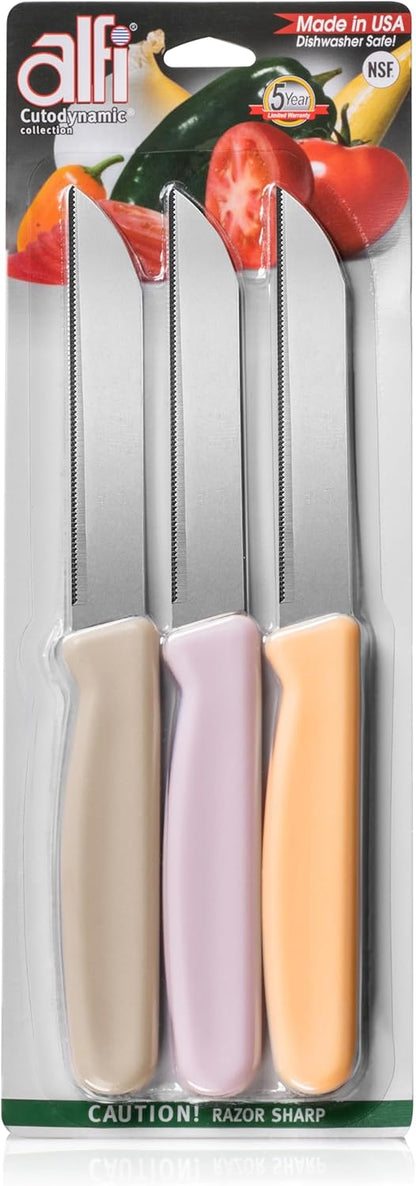 All-Purpose Knives Aerospace Precision Pointed Tip - Home And Kitchen Supplies - Serrated Steak Knives Set | Made in USA (Multicolor)