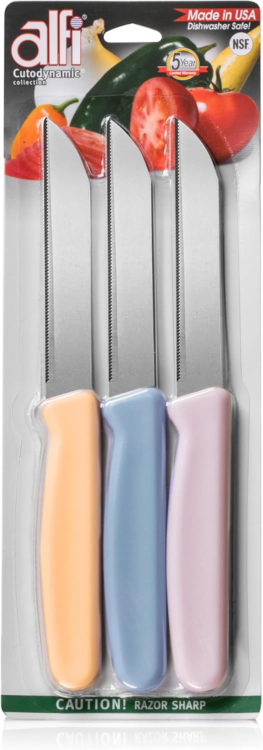 All-Purpose Knives Aerospace Precision Pointed Tip - Home And Kitchen Supplies - Serrated Steak Knives Set | Made in USA (Multicolor)