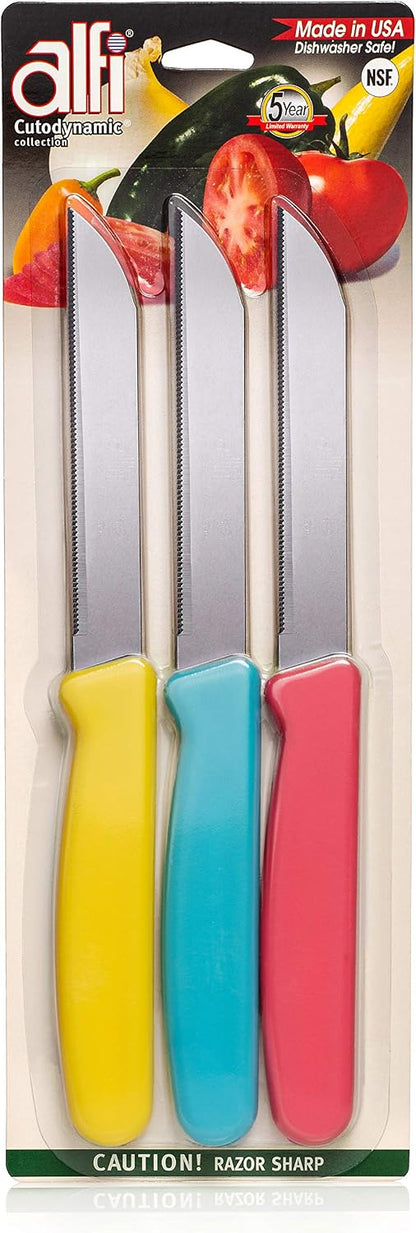 All-Purpose Knives Aerospace Precision Pointed Tip - Home And Kitchen Supplies - Serrated Steak Knives Set | Made in USA (Multicolor)