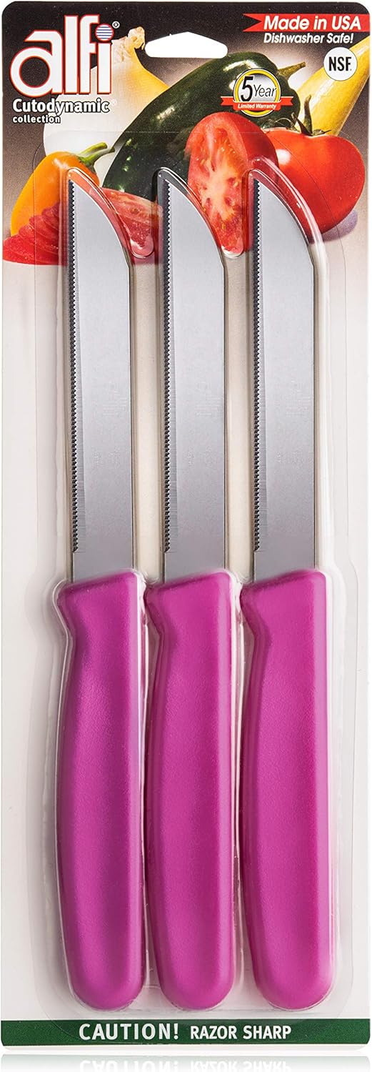 All-Purpose Knives Aerospace Precision Pointed Tip - Home And Kitchen Supplies - Serrated Steak Knives Set | Made in USA (Multicolor)