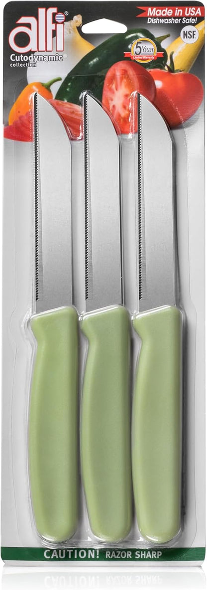 All-Purpose Knives Aerospace Precision Pointed Tip - Home And Kitchen Supplies - Serrated Steak Knives Set | Made in USA (Multicolor)