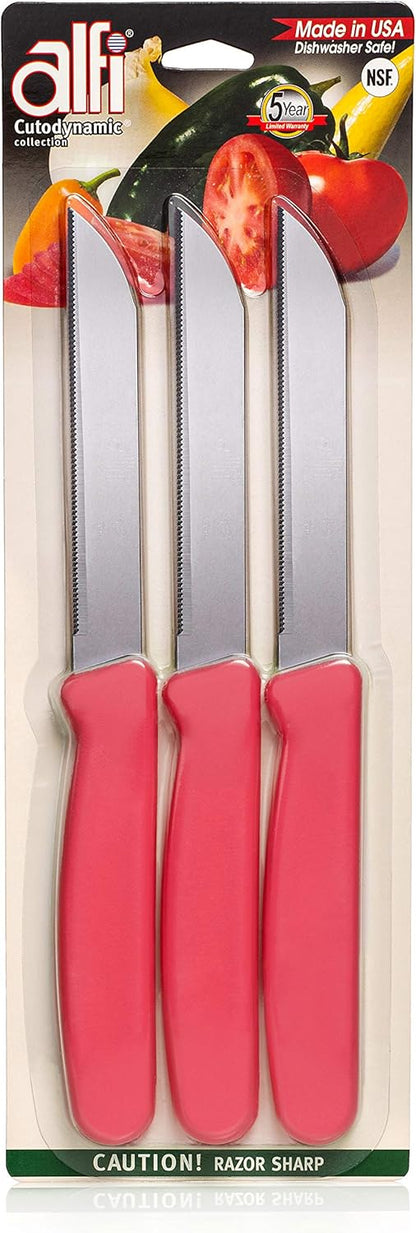 All-Purpose Knives Aerospace Precision Pointed Tip - Home And Kitchen Supplies - Serrated Steak Knives Set | Made in USA (Multicolor)
