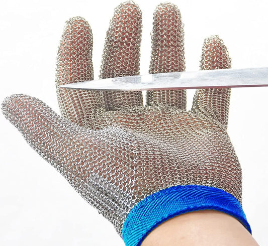 Chainmail Glove, Cut Resistant Food Grade, Stainless Steel Mesh Metal Knife Cutting Glove for Butcher, Oyster Shucking Kitchen Mandoline Chef Slicing Fish Fillet (Large)