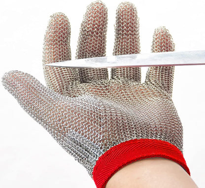 Chainmail Glove, Cut Resistant Food Grade, Stainless Steel Mesh Metal Knife Cutting Glove for Butcher, Oyster Shucking Kitchen Mandoline Chef Slicing Fish Fillet (Large)