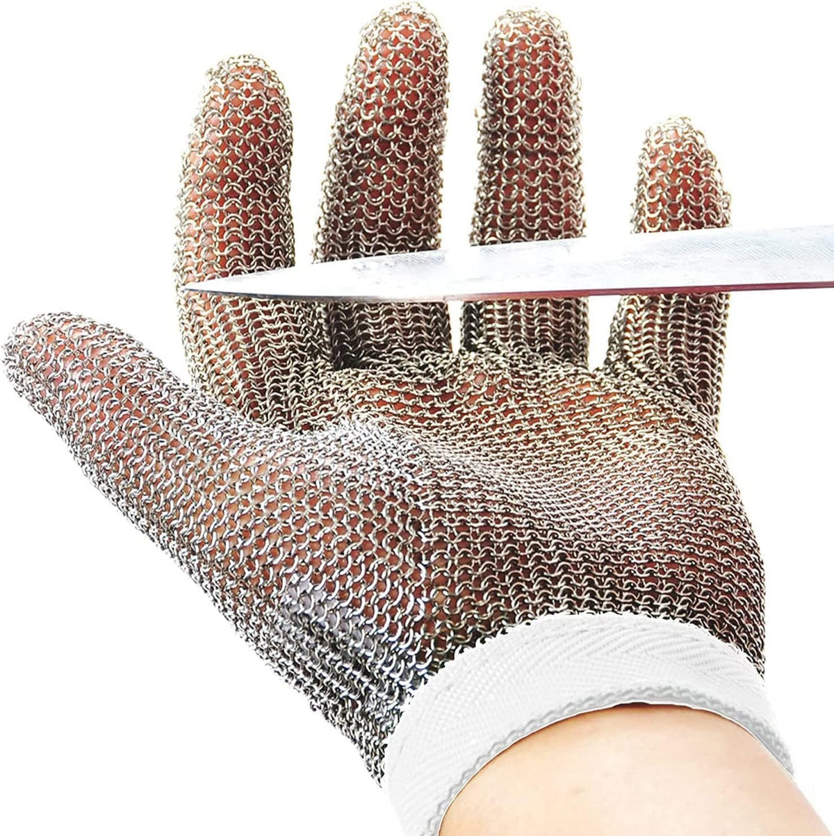Chainmail Glove, Cut Resistant Food Grade, Stainless Steel Mesh Metal Knife Cutting Glove for Butcher, Oyster Shucking Kitchen Mandoline Chef Slicing Fish Fillet (Large)