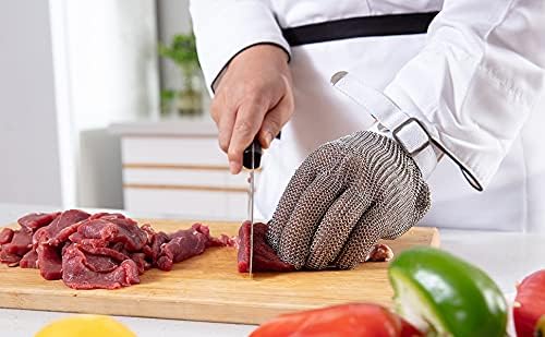 Chainmail Glove, Cut Resistant Food Grade, Stainless Steel Mesh Metal Knife Cutting Glove for Butcher, Oyster Shucking Kitchen Mandoline Chef Slicing Fish Fillet (Large)