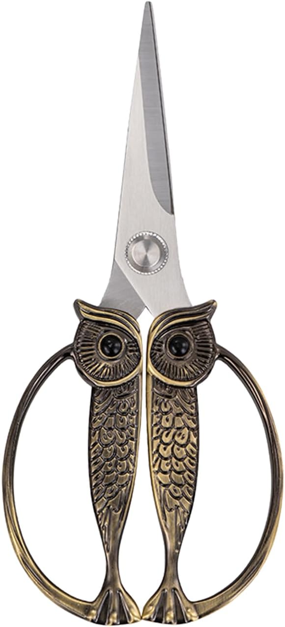 Owl Kitchen Scissors All Purpose, Stainless Steel Heavy Duty Sharp Shears for Meat, Chicken, Fish, Poultry, Herb, Bread (Gun-black, Large)