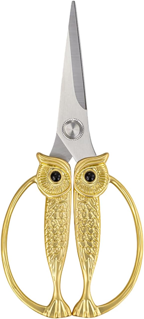 Owl Kitchen Scissors All Purpose, Stainless Steel Heavy Duty Sharp Shears for Meat, Chicken, Fish, Poultry, Herb, Bread (Gun-black, Large)
