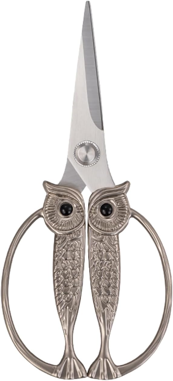 Owl Kitchen Scissors All Purpose, Stainless Steel Heavy Duty Sharp Shears for Meat, Chicken, Fish, Poultry, Herb, Bread (Gun-black, Large)
