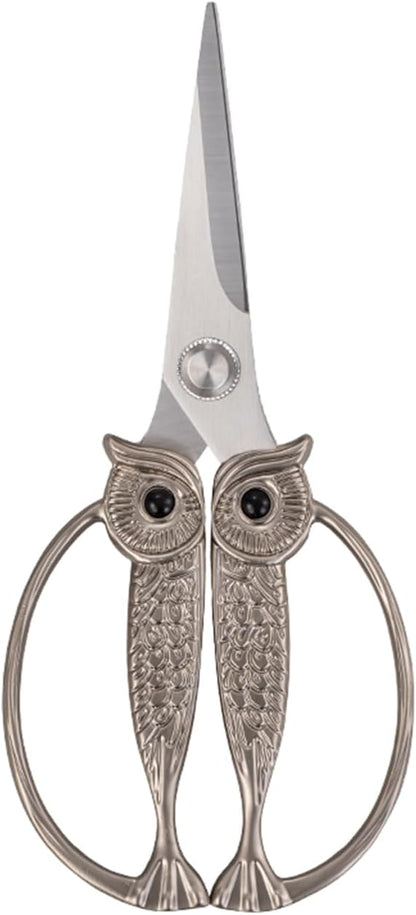 Owl Kitchen Scissors All Purpose, Stainless Steel Heavy Duty Sharp Shears for Meat, Chicken, Fish, Poultry, Herb, Bread (Gun-black, Large)