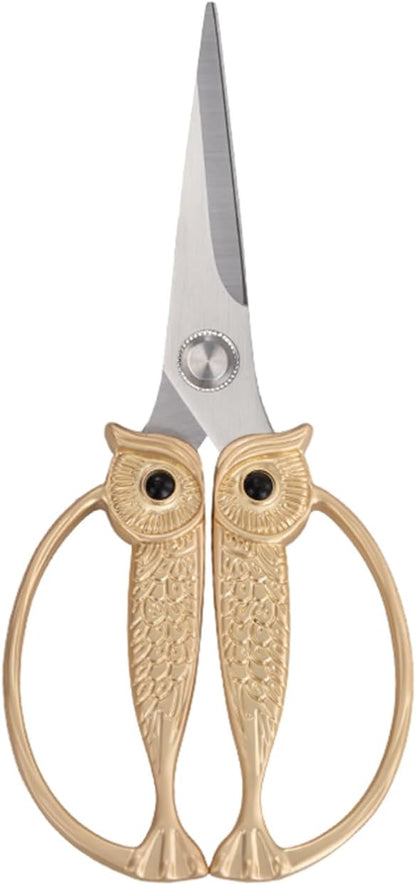 Owl Kitchen Scissors All Purpose, Stainless Steel Heavy Duty Sharp Shears for Meat, Chicken, Fish, Poultry, Herb, Bread (Gun-black, Large)