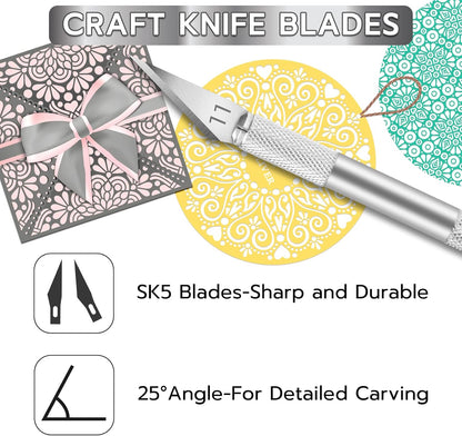 24 Pack Exacto Knives Bulk, Multicolor Craft Knife Set | Durable metal handles suit classrooms, workshops and group projects, Exacto knife sets support cutting, carving and trimming