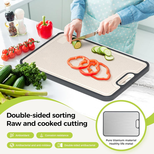 Cutting Board for Kitchen, Cutting Board Double Sided Food Grade, Pure /PP, Easy to Clean Large Size 15”×10.3”