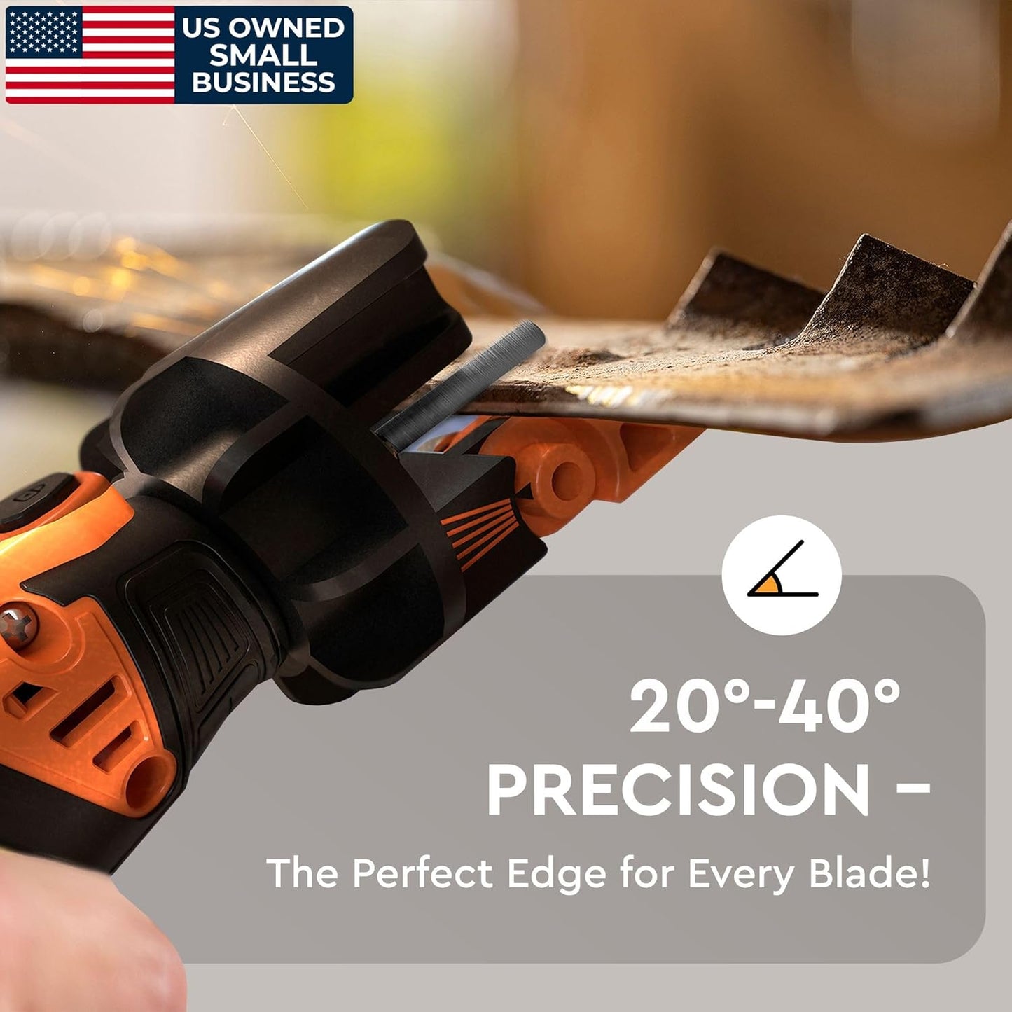 Cordless Lawn Mower Blade Sharpener – Adjustable 20°- 40° Angle Guide-Rotary Tool with Replaceable Sharpening Wheel Bits & Fast Rechargeable Battery – Effortless Precision for Lawn Care