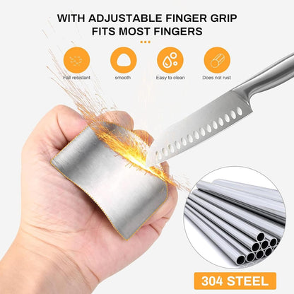 Stainless Steel Finger Guards For Cutting Food Avoid Hurting, Premium 304 Stainless Steel Finger Protector,Slicing Tool Finger Protectors when Cutting, Slicing, Dicing, Chopping (2A 2B)