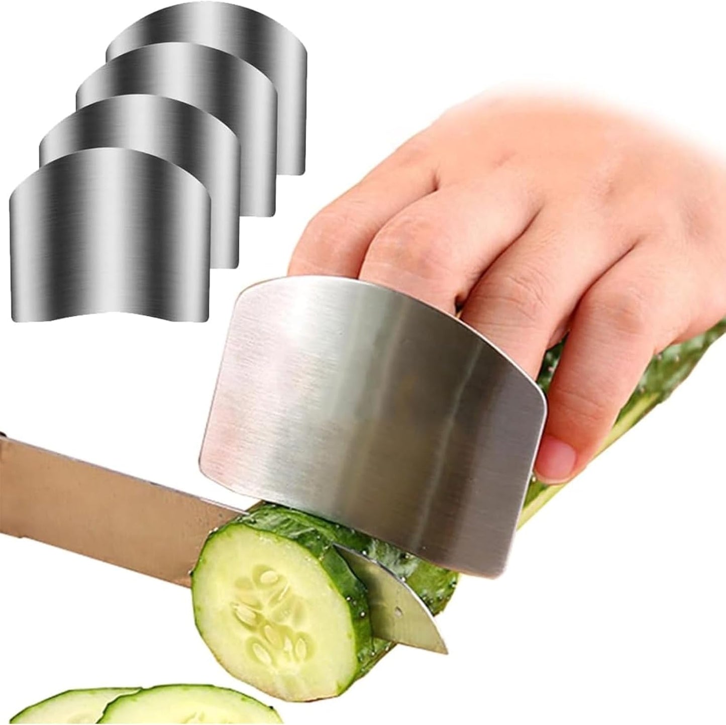Stainless Steel Finger Guards For Cutting Food Avoid Hurting, Premium 304 Stainless Steel Finger Protector,Slicing Tool Finger Protectors when Cutting, Slicing, Dicing, Chopping (2A 2B)