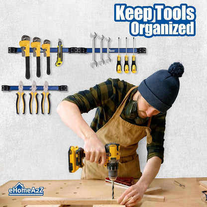 Magnetic Tool Holder (4 Pack) Heavy-Duty Rack, 18 Inch, Wall Mounted, Garage & Shop Organizer, Gifts for Men